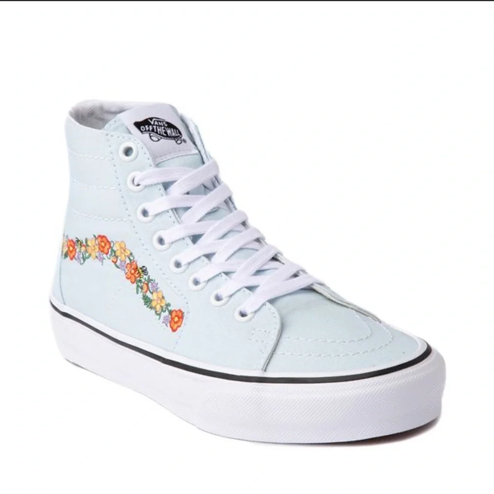 Vans Women's Light Blue Floral High-Top Sneakers - Picture 1 of 2